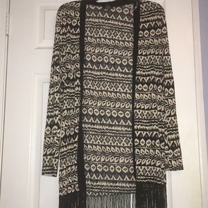 Black and white tribal print kimono